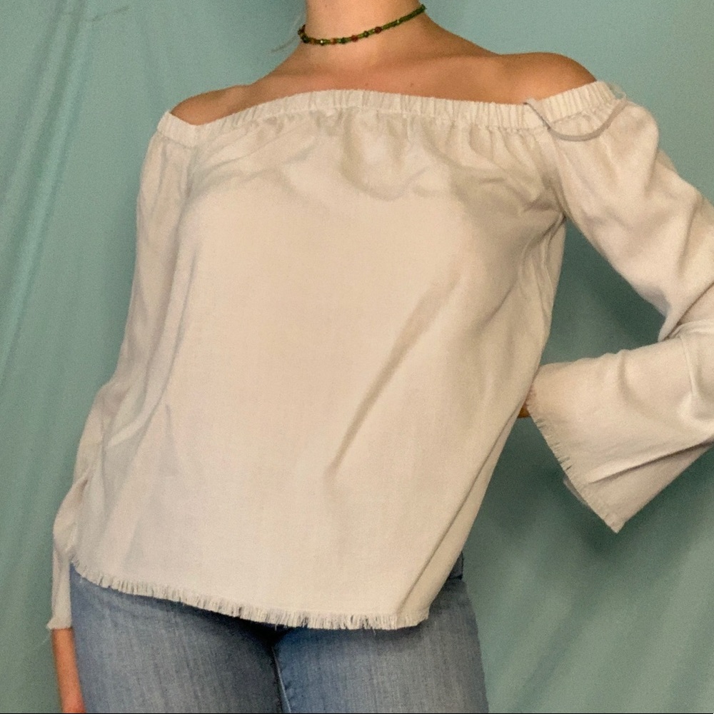 Cloth & stone grey long sleeve off the shoulder